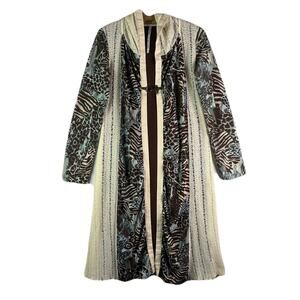JUST LIVING Open Front Full length Cardigan w/Animal Print Womens Size 3